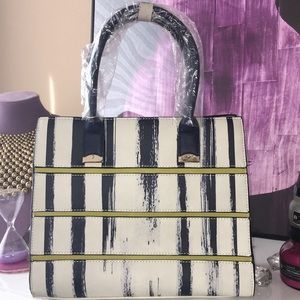 Bags - NWT Vegan leather ivory/navy handbag Bags - NWT Vegan leather ivory/navy handbag